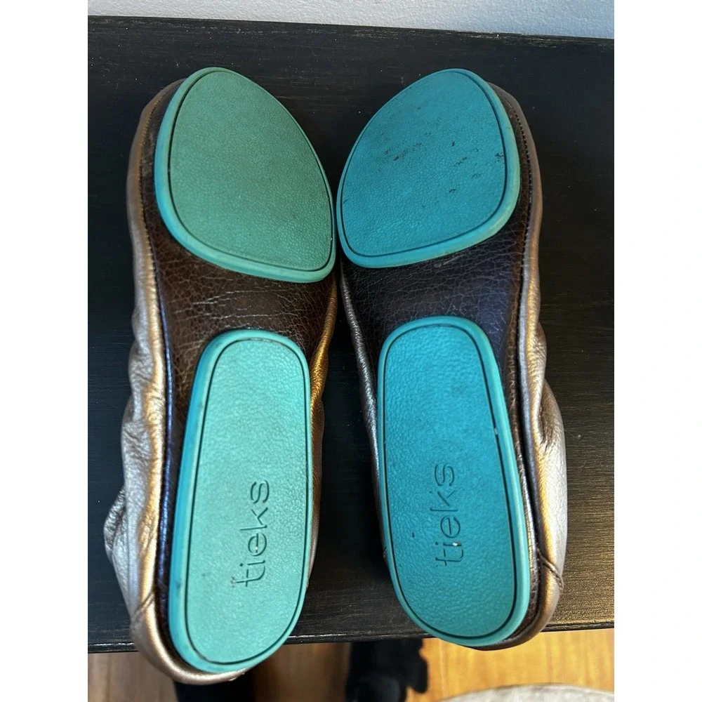 Tieks Bronze Metallic Leather Ballet Shoes Flats Size: 8